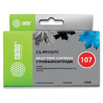 Картридж струйный CACTUS (CS-PFI107C) для CANON PF680/685/780/785, голубой