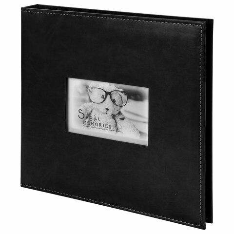 Фотоальбом BRAUBERG &quot;Premium Black&quot; 20 магнитных листов 30х32 см, под кожу, черный, 391186