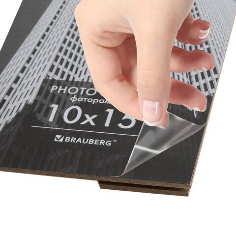 Рамка 10х15 см небьющаяся, багет 14 мм, пластик, BRAUBERG &quot;Original&quot;, черная, 391227
