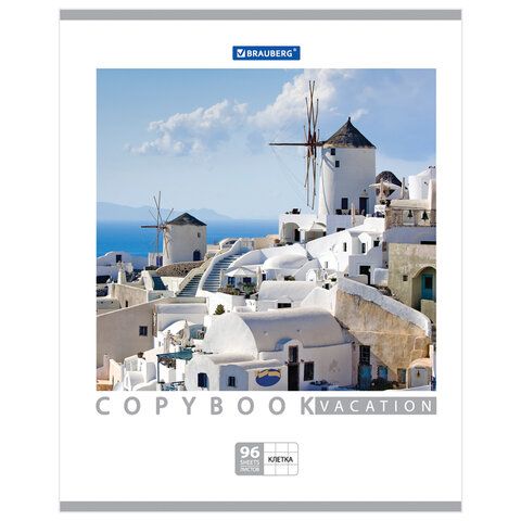 Тетрадь А5, 96 л., BRAUBERG 5 шт., скоба, клетка, обложка картон, КАНИКУЛЫ, 401847