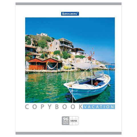Тетрадь А5, 96 л., BRAUBERG 5 шт., скоба, клетка, обложка картон, КАНИКУЛЫ, 401847