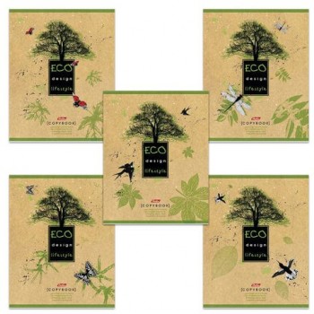 Тетрадь А5, 80 л., HATBER 7 шт., скоба, клетка, обложка КРАФТ ECO, "LIFE STILE" (5 видов), 80Т5В1, T189849