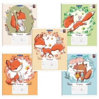 Тетрадь 18 л. BRAUBERG 20 шт., клетка, обложка картон, CUTE FOX, 402992