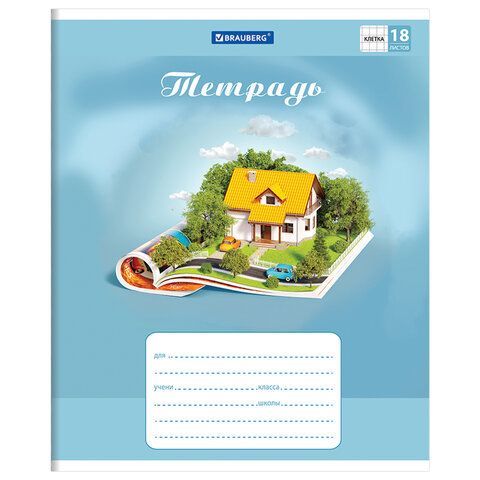 Тетрадь 18 л. BRAUBERG 20 шт., клетка, обложка картон, WORLD IN BOOK, 402993