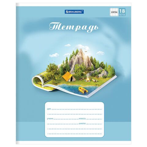 Тетрадь 18 л. BRAUBERG 20 шт., клетка, обложка картон, WORLD IN BOOK, 402993