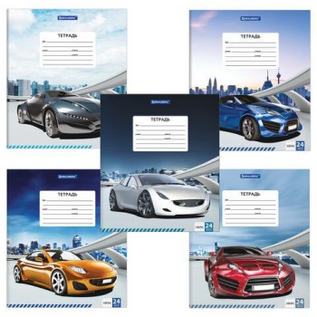 Тетрадь 24 л. BRAUBERG 18 шт., клетка, обложка картон, DRIVE CAR, 403005