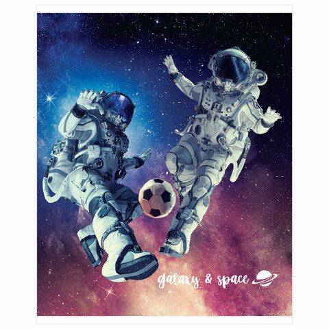 Тетрадь А5, 96 л., BRAUBERG 5 шт., скоба, клетка, обложка картон, КОСМОС, 403059