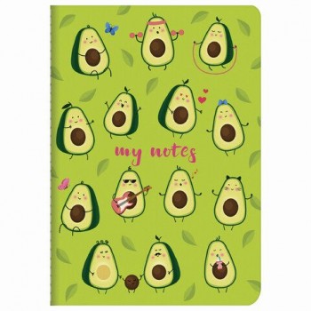 Тетрадь 40 л. в клетку обложка SoftTouch, бежевая бумага 70 г/м2, сшивка, А5 (147х210 мм), МИЛЫЕ АВОКАДО, BRAUBERG 6 шт., 403770
