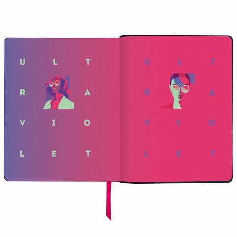 Тетрадь А5 (168х208 мм), 80 л., сшивка, клетка, под кожу, BRAUBERG VISTA, "Ultraviolet", 403914