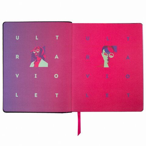 Тетрадь А5 (168х208 мм), 80 л., сшивка, клетка, под кожу, BRAUBERG VISTA, "Ultraviolet", 403914