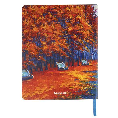Тетрадь А5 (168х208 мм), 80 л., сшивка, клетка, под кожу, BRAUBERG VISTA, &quot;Autumn&quot;, 403927