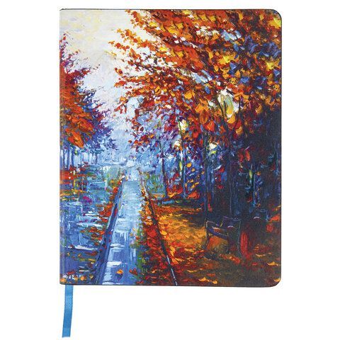 Тетрадь А5 (168х208 мм), 80 л., сшивка, клетка, под кожу, BRAUBERG VISTA, &quot;Autumn&quot;, 403927