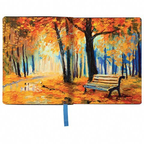 Тетрадь А5 (168х208 мм), 80 л., сшивка, клетка, под кожу, BRAUBERG VISTA, &quot;Autumn&quot;, 403927