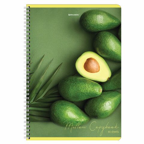 Тетрадь А4, 80 л., BRAUBERG, гребень, клетка, обложка картон, &quot;Фрукты&quot;, 404051