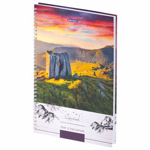 Тетрадь А4, 80 л., BRAUBERG, гребень, клетка, обложка твердая, &quot;Nature&quot;, 404054