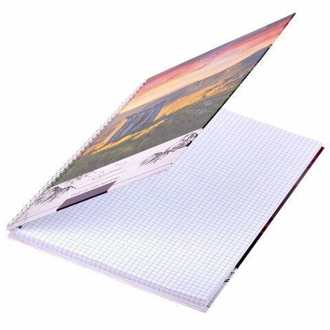 Тетрадь А4, 80 л., BRAUBERG, гребень, клетка, обложка твердая, &quot;Nature&quot;, 404054