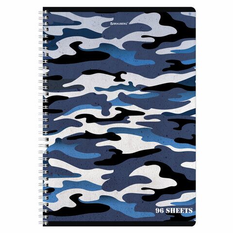 Тетрадь А4, 96 л., BRAUBERG, гребень, клетка, обложка картон, &quot;Military&quot;, 404057