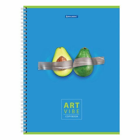 Тетрадь А4, 96 л., BRAUBERG, гребень, клетка, глянцевый лак, &quot;Avocado&quot;, 404061