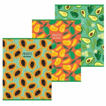 Тетрадь А4, 96 л., STAFF 5 шт. "Basic" скоба, клетка, офсет №2 ЭКОНОМ, обложка картон, "Fruity", 404069