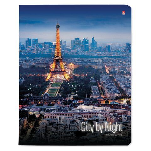 Тетрадь А5 48 л. АЛЬТ 5 шт. скоба, клетка, глянцевый лак, "Ночные города" (5 видов), 7-48-727