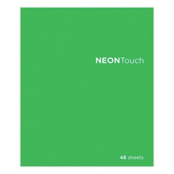 Тетрадь А5 48 л. ПЗБМ 5 шт., скоба, клетка, Soft Touch, выборочный лак, флуоресцент, НеонТач (Зеленая), 0288, 28886
