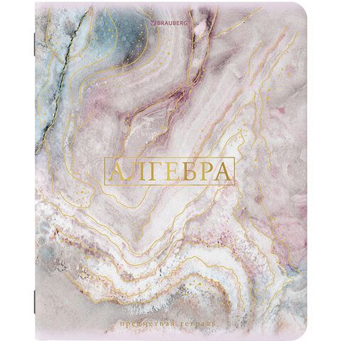 Тетрадь предметная &quot;PASTEL&quot; 48 л., SoftTouch, фольга, АЛГЕБРА, клетка, BRAUBERG 10 шт., 404309