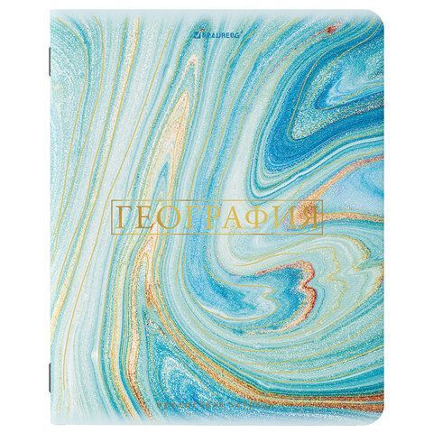 Тетрадь предметная &quot;PASTEL&quot; 48 л., SoftTouch, фольга, ГЕОГРАФИЯ, клетка, BRAUBERG 10 шт., 404313