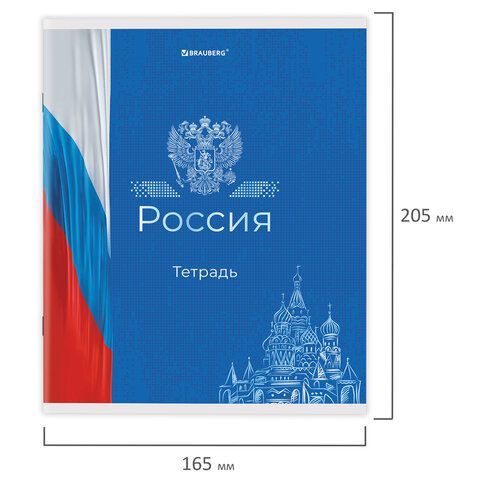 Тетрадь А5 48 л. BRAUBERG 10 шт. скоба, клетка, обложка картон, &quot;Россия&quot; (микс в спайке), 404362
