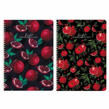 Тетради КОМПЛЕКТ 2 шт., А4, 96 л., BRAUBERG гребень, клетка, глянцевый лак, "Гранаты", 404389