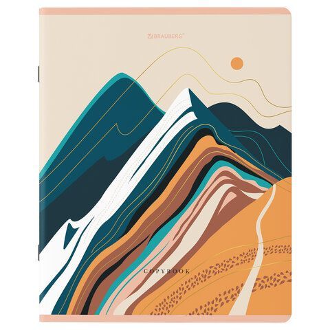 Тетради КОМПЛЕКТ 5 шт. А5, 48 л. BRAUBERG, скоба, клетка, SoftTouch, фольга, "Mountains", 404400