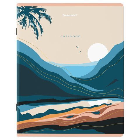 Тетради КОМПЛЕКТ 5 шт. А5, 48 л. BRAUBERG, скоба, клетка, SoftTouch, фольга, "Mountains", 404400