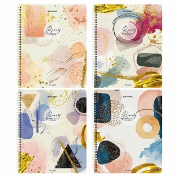 Тетради КОМПЛЕКТ 4 шт., А5, 96 л., BRAUBERG гребень, клетка, глянцевый лак, "Insight", 404404