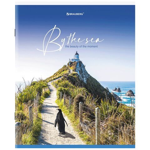 Тетрадь А5, 80 л., BRAUBERG 7 шт., скоба, клетка, обложка картон, &quot;By the Sea&quot;, 404410