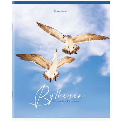 Тетрадь А5, 80 л., BRAUBERG 7 шт., скоба, клетка, обложка картон, &quot;By the Sea&quot;, 404410