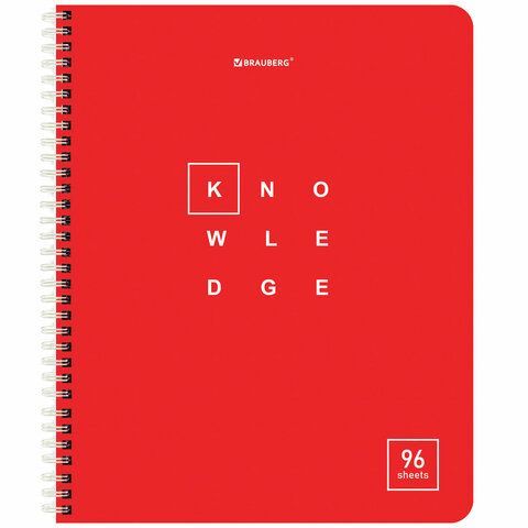 Тетрадь А5 96 л. BRAUBERG 4 шт., гребень, клетка, обложка картон, &quot;Knowledge&quot; (микс в спайке), 404421