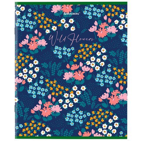 Тетрадь А5, 96 л., BRAUBERG 7 шт., скоба, клетка, глянцевая ламинация, &quot;Wild Flowers&quot;, 404429