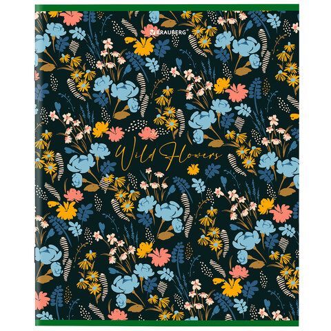 Тетрадь А5, 96 л., BRAUBERG 7 шт., скоба, клетка, глянцевая ламинация, &quot;Wild Flowers&quot;, 404429