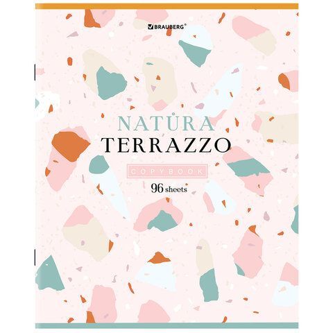 Тетрадь А5, 96 л., BRAUBERG 7 шт., скоба, клетка, TWIN-лак, &quot;Natura Terrazzo&quot;, 404431