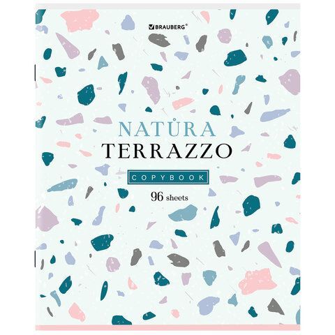 Тетрадь А5, 96 л., BRAUBERG 7 шт., скоба, клетка, TWIN-лак, &quot;Natura Terrazzo&quot;, 404431