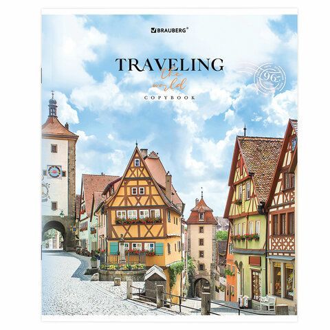 Тетрадь А5, 96 л. BRAUBERG 5 шт., скоба, линия, обложка картон, &quot;Traveling&quot; (микс в спайке), 404439