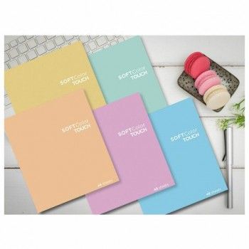 Тетрадь А5 48 л., ПЗБМ 5 шт., скоба, клетка, Soft Touch, брайль 3D, "СофтКолорТач", микс в спайке, 28213
