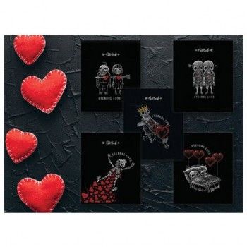 Тетрадь А5, 48 л., ПЗБМ 5 шт., скоба, клетка, Soft Touch, фольга, конгрев, лак, "Вечная любовь" (5 видов), 028930