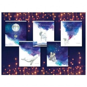 Тетрадь А5, 48 л., ПЗБМ 5 шт., скоба, клетка, Soft Touch, фольга, лак, "Сон о чём-то большем" (5 видов), 028619