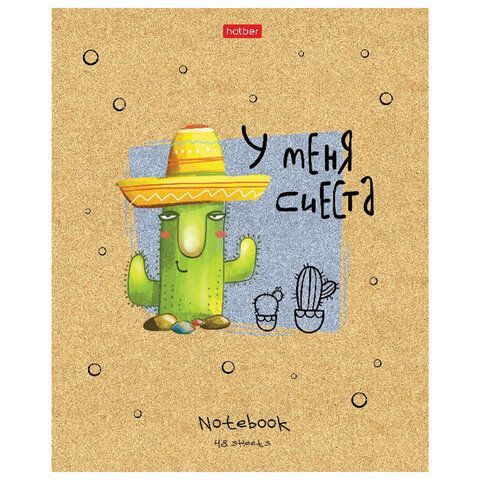 Тетрадь А5 48 л. HATBER 5 шт. скоба, клетка, матовая ламинация, "Мой друг Кактус" (5 видов в спайке), 48Т5лВ1