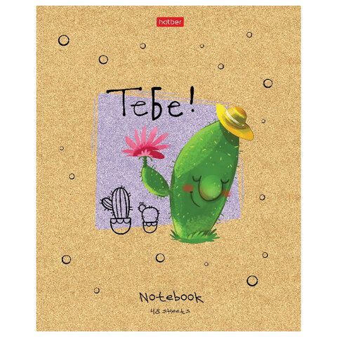 Тетрадь А5 48 л. HATBER 5 шт. скоба, клетка, матовая ламинация, "Мой друг Кактус" (5 видов в спайке), 48Т5лВ1