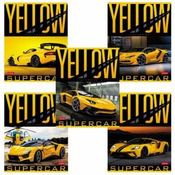 Тетрадь А5 48 л. HATBER 5 шт. скоба, клетка, обложка картон, "YELLOWsupercar" (5 видов в спайке), 48Т5В1