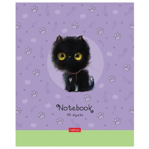 Тетрадь А5 48 л. HATBER 5 шт. скоба, клетка, обложка картон, "Кошарики" (5 видов в спайке), 48Т5В1