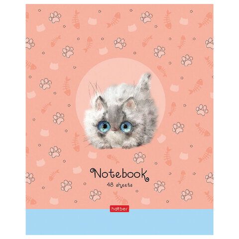 Тетрадь А5 48 л. HATBER 5 шт. скоба, клетка, обложка картон, "Кошарики" (5 видов в спайке), 48Т5В1