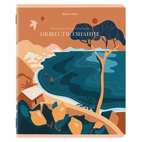 Тетрадь предметная &quot;ELEGANCE&quot; 48 л., SoftTouch, фольга, ОБЩЕСТВОЗНАНИЕ, клетка, BRAUBERG 10 шт., 404545