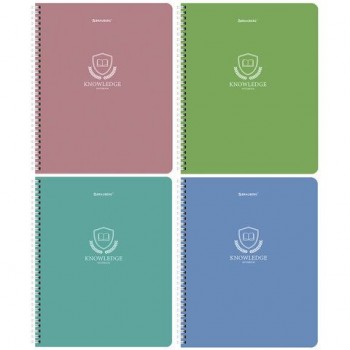 Тетради ДЭК А5 48 л. КОМПЛЕКТ 4 шт., BRAUBERG, гребень, клетка, матовая ламинация, "Knowledge", 404663